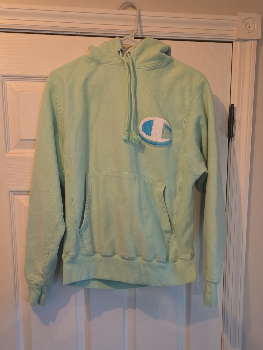 Champion Light Mint Green Hoodie with Embroidered Logo